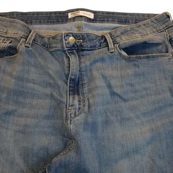 LEVI STRAUSS SIGNATURE Women's Blue Mid-Rise Cuffed Hem Capris - Size: 20 - Picture 4 of 7